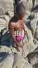 Beau-Kini Barbie neon pink bubble gum mens swim brief, made of recycled nylon