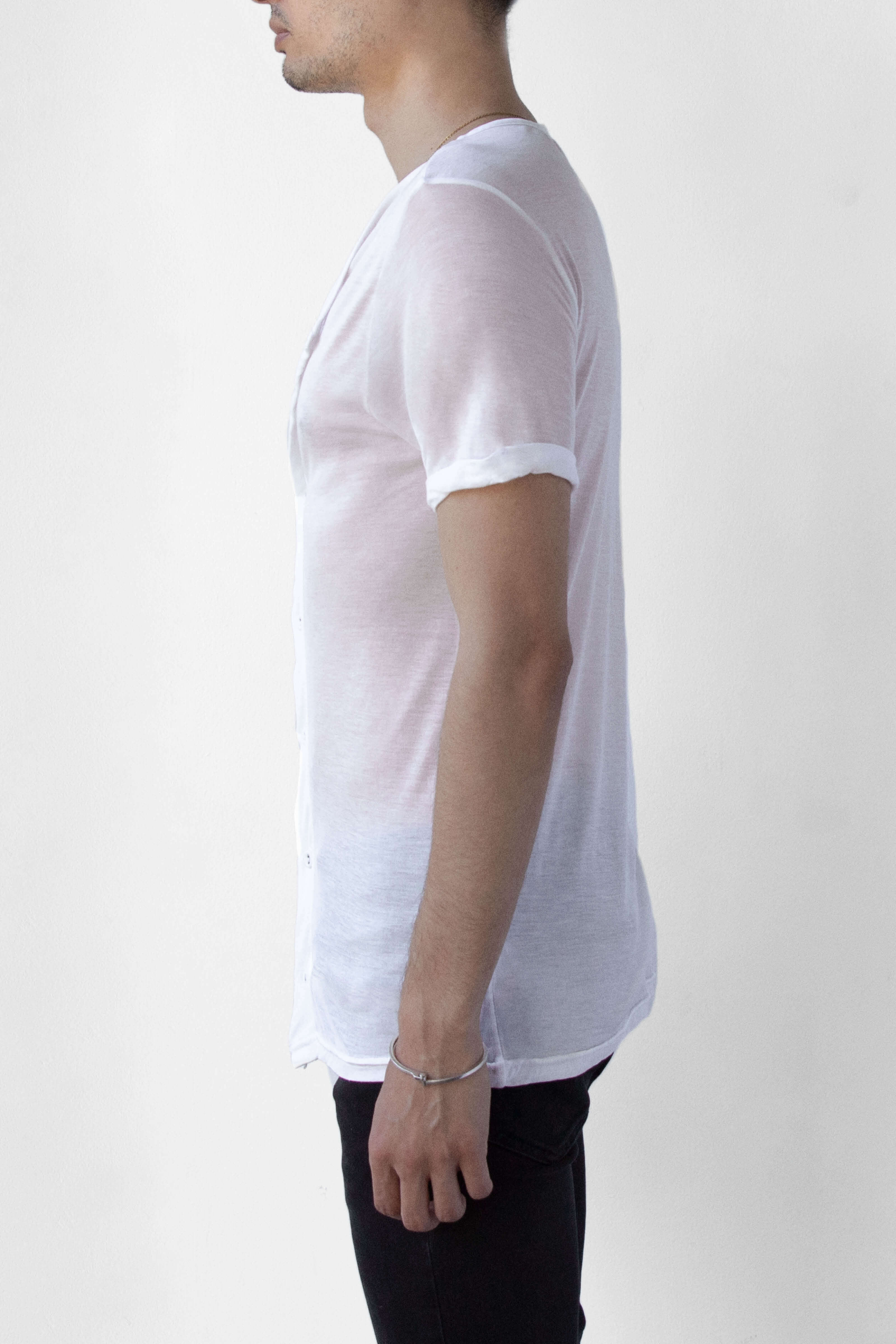 BEAU AIR BUTTON UP TEE - CLOUD