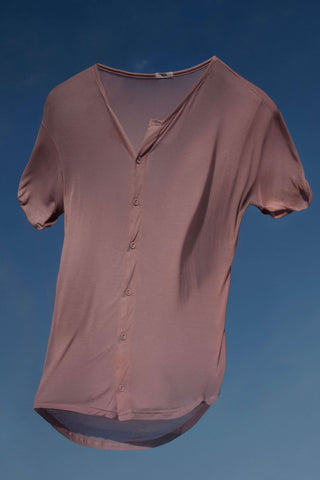 BEAU AIR BUTTON UP TEE - ROSE