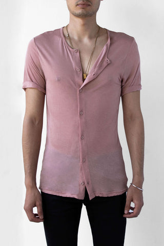 BEAU AIR BUTTON UP TEE - ROSE
