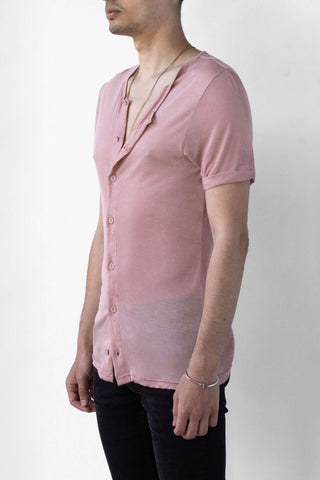 BEAU AIR BUTTON UP TEE - ROSE