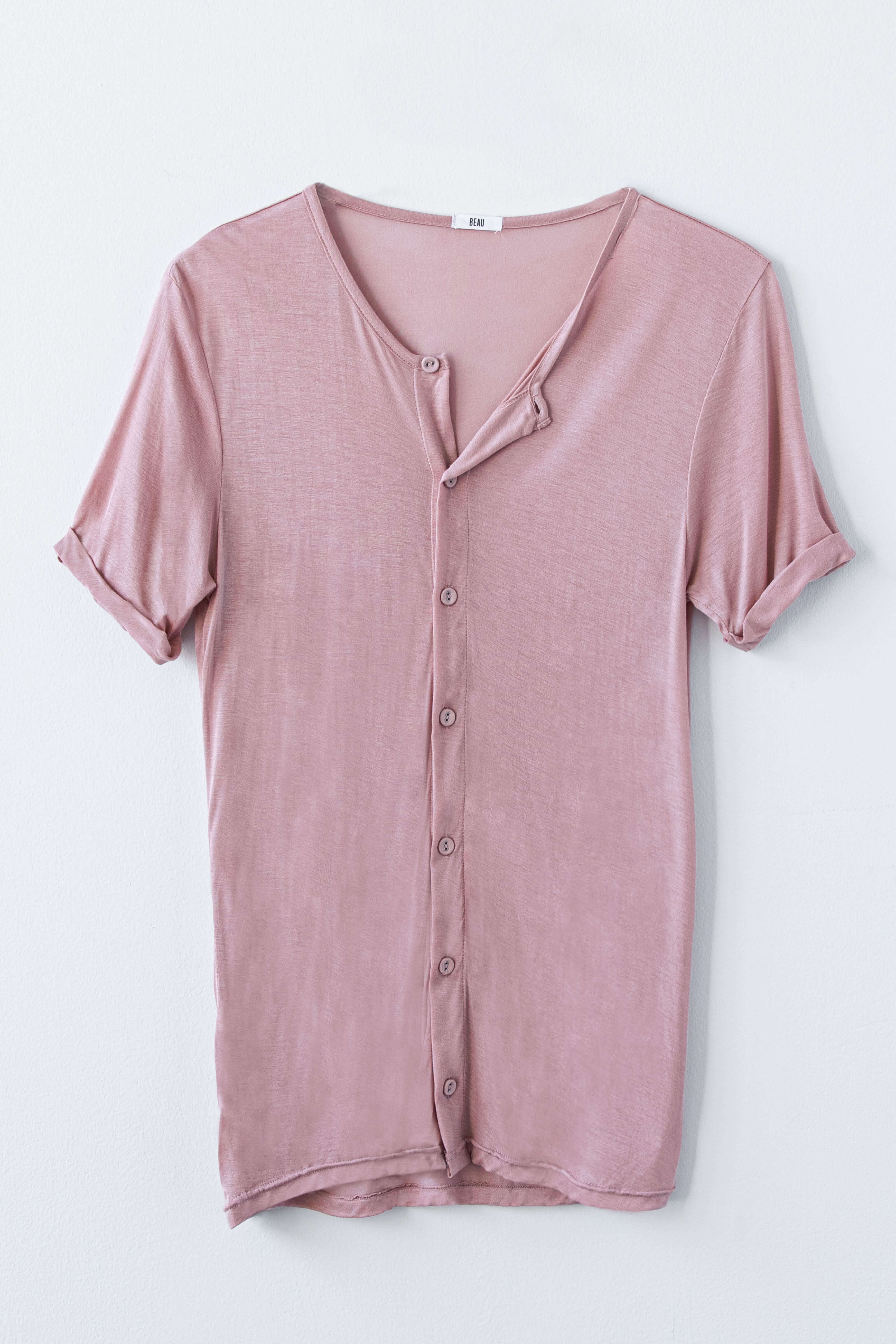 BEAU AIR BUTTON UP TEE - ROSE