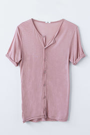 BEAU AIR BUTTON UP TEE - ROSE
