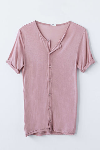 BEAU AIR BUTTON UP TEE - ROSE